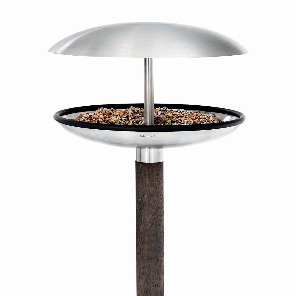 Bird Feeder & Bath - Stainless Steel & Wood