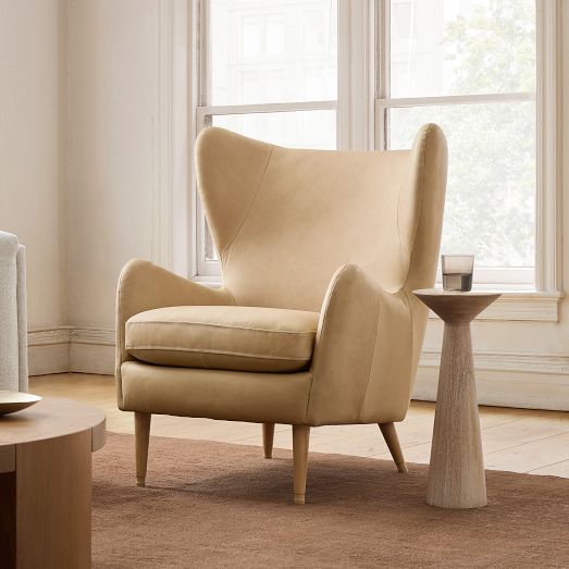Edgar Leather Chair - Wood Legs by West Elm