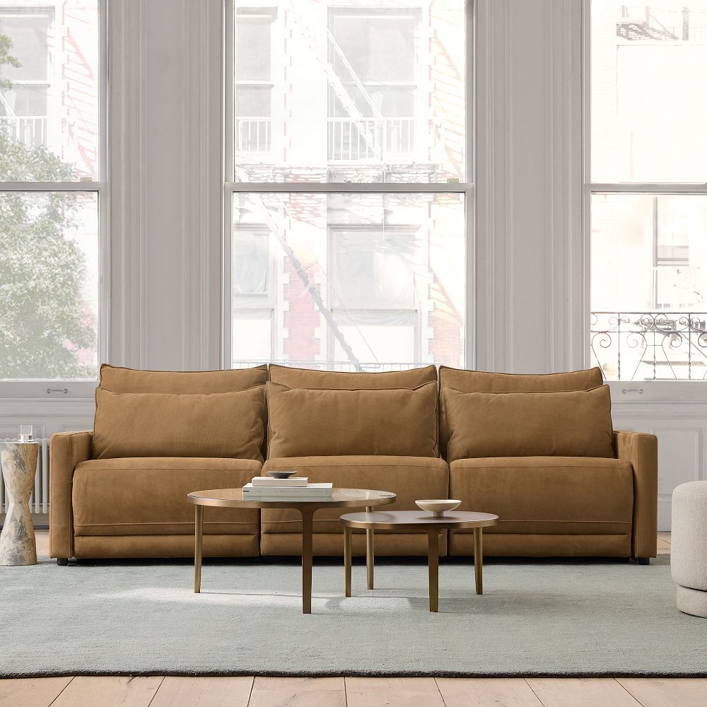 Melbourne Leather Motion Sofa (76"-109") by West Elm