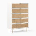 Open Box: Ida Woven 5-Drawer Dresser (36") - White/Natural, Antique Brass