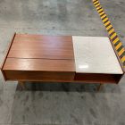 Open Box: Mid-Century Marble Single Pop-Up Coffee Table (48") - Walnut