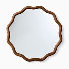 Open Box: Round Wavy Wood Wall Mirror (18") - Dark Walnut