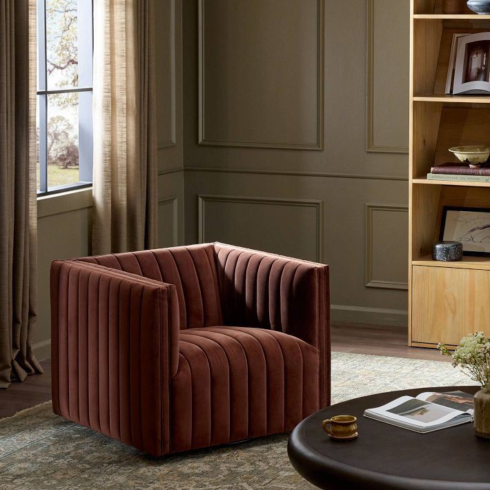 Anniina Channeled Swivel Chair | West Elm