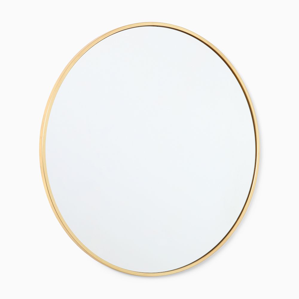 Metal Frame Round Wall Mirror - Antique Brass, 30" D