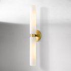 Open Box: Weston Fluted Glass Double Long Indoor/Outdoor Sconce (29") - Antique Brass, Milk Shade