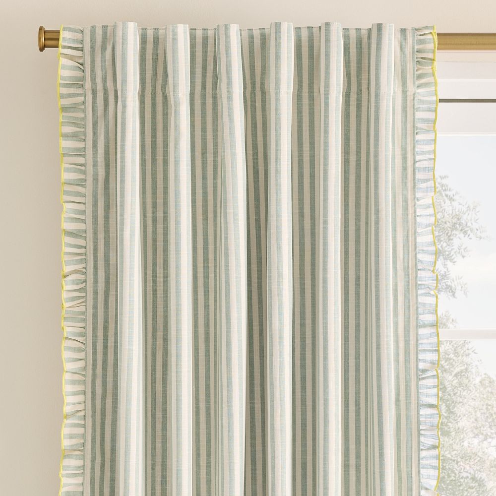 Pink Chicken Ruffle Stripe Blackout Curtain by West Elm