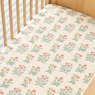 Pink Chicken Poppy Floral Crib Fitted Sheet