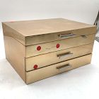 Open Box: Mid-Century Champagne Lacquer Jewelry Box, Grand (7.25"H)