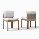 Open Box: Porto Outdoor Side Dining Chair (Set of 2) - Driftwood &amp; Frost Gray Cushions
