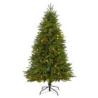 Pre-Lit Faux Sun Valley Fir Christmas Tree (5'&ndash;6')