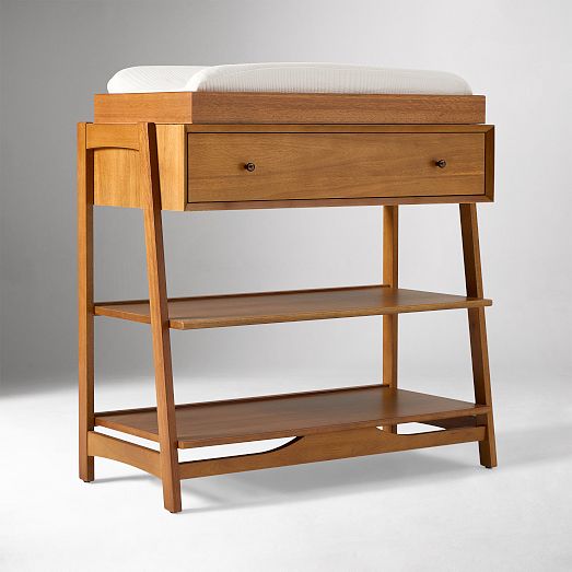 mid century modern changing table dresser Mid-Century Open Dresser with Removable Topper, Acorn, WE Kids, West Elm