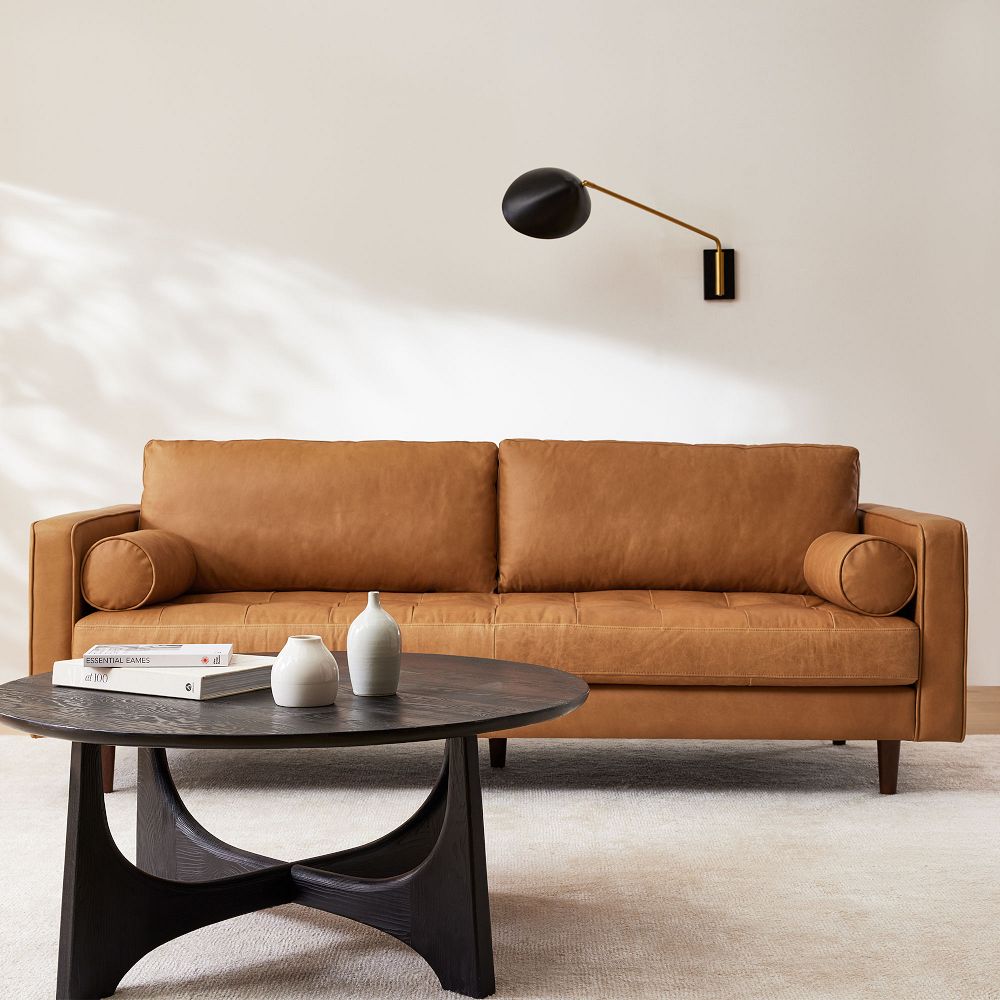 Dennes Leather Sofa (72"-88") by West Elm