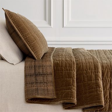 Cotton Velvet Plaid Reverse Quilt & Shams