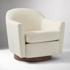 Open Box: Haven Swivel Chair, Poly, Performance Yarn Dyed Linen Weave, Alabaster, Dark Walnut