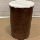 Open Box: Beaux Travertine &amp; Burl Wood Nightstand (14") - Hickory Burl