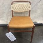 Open Box: Eindhoven Leather Dining Chair - Ludlow Leather Sesame, Cool Walnut