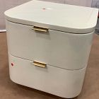 Open Box: Shea High-Gloss Enameled Lacquer Nightstand (20") - Ivory, Antique Brass