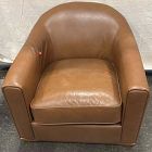 Open Box: Bennett Leather Swivel Club Chair - Saddle Leather Nut, Cool Walnut