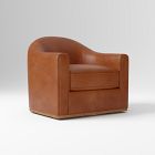 Open Box: Bennett Leather Swivel Club Chair - Saddle Leather Nut, Cool Walnut