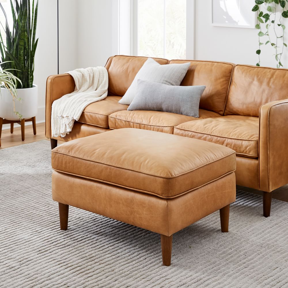 Hamilton Leather Ottoman by West Elm