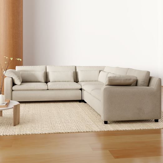 Harmony Swoop Arm 3-Piece L-Shaped Sectional (119") by West Elm