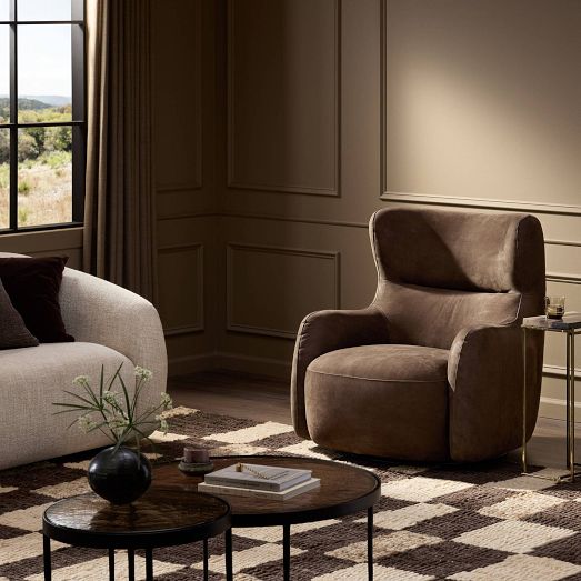 Opelika Leather Swivel Chair by West Elm