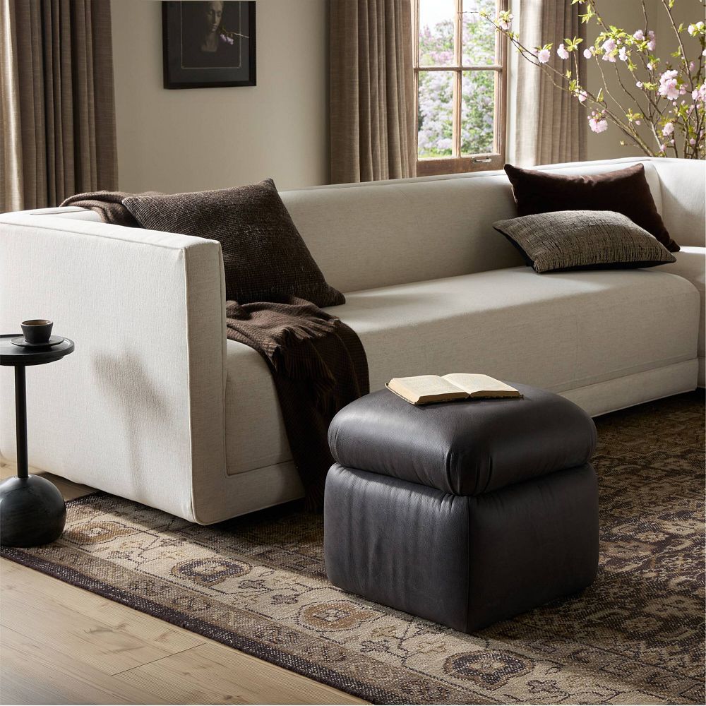 Dravien Leather Ottoman by West Elm