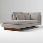 Open Box: Harmony Left Arm Bumper Chaise -  Performance Velvet Silver, Walnut