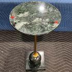 Open Box: Alcyone Round Marble Drink Table (8.5") - Green, Brass