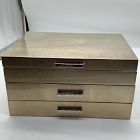 Open Box: Mid-Century Champagne Lacquer Jewelry Box, Grand (7.25"H)