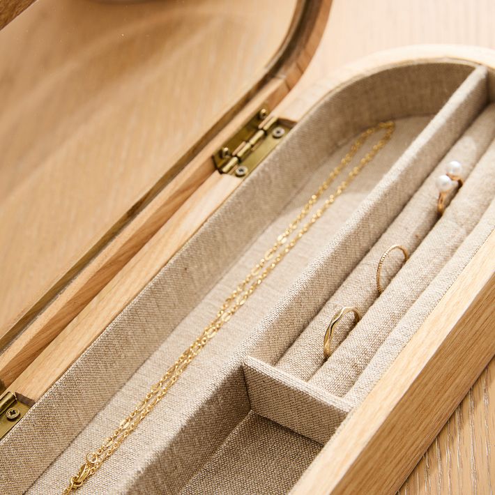 west elm 木製 ウッド ゴールド アクセサリージュエリーケース Ash Wood Jewelry Boxes | West Elm