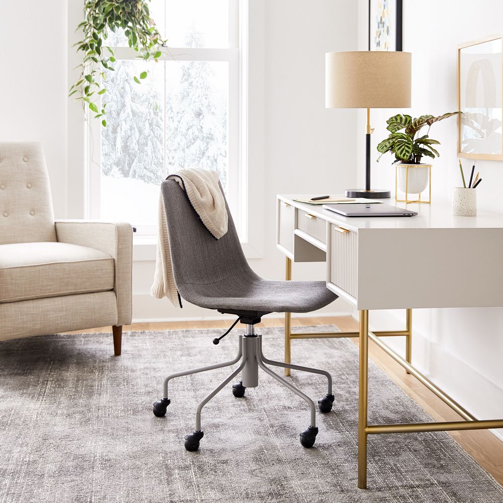 Modern Slope Upholstered Swivel Office Chair by West Elm