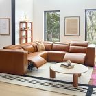 Leo Motion Reclining Leather 5-Piece L-Shaped Sectional (119")