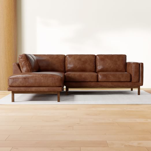 Dekalb Leather 2-Piece Bumper Chaise Sectional (102") by West Elm
