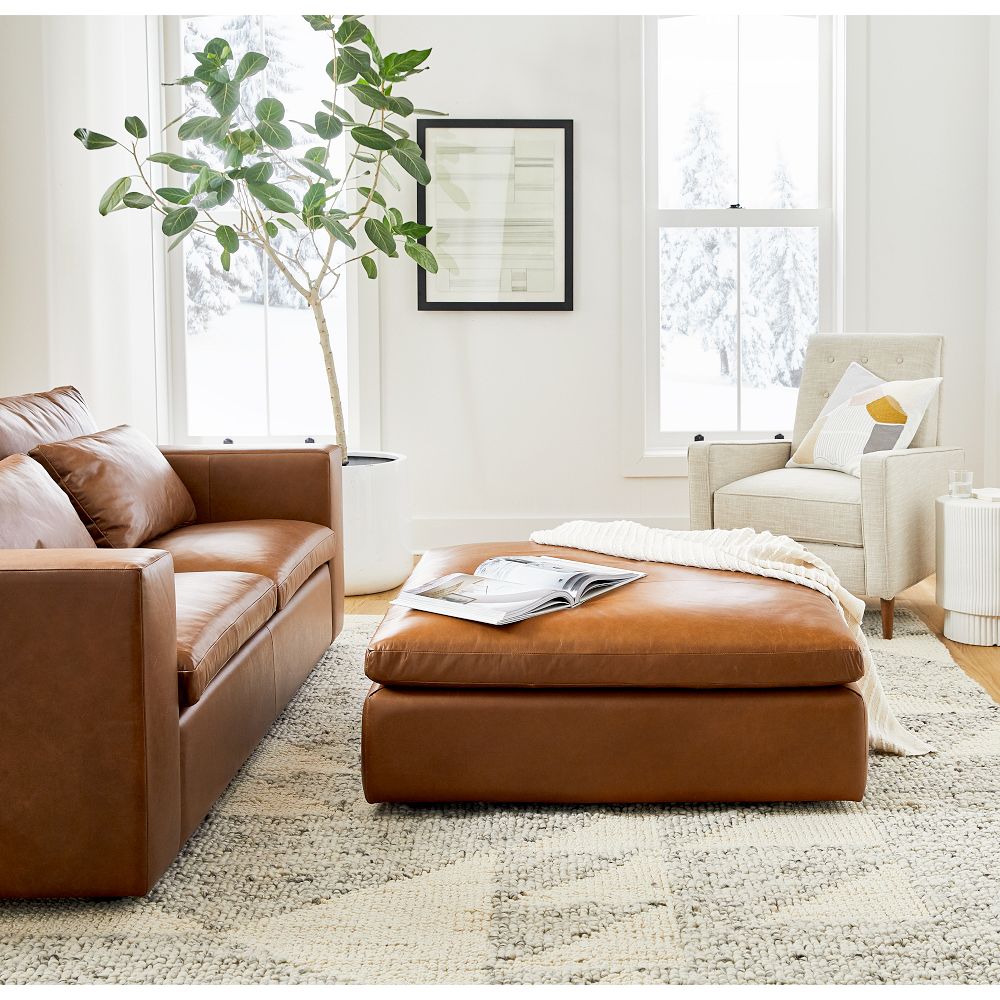 Harmony Modular Leather Ottoman by West Elm