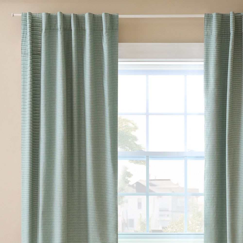 Chambray Tack Stripe Blackout Curtain by West Elm