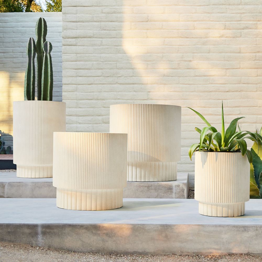 Fluted Ficonstone Indoor/Outdoor Planters by West Elm