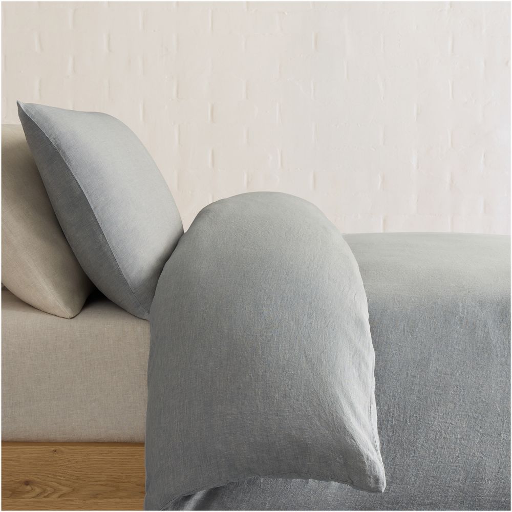 European Flax Linen Duvet Cover & Shams - King/Cal.King, Chambray Melange