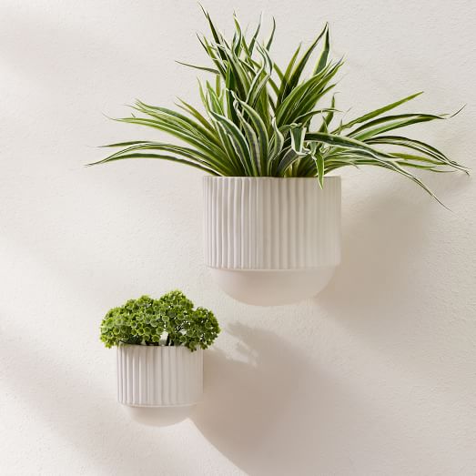 Fluted Ceramic Wallscape Planters | West Elm