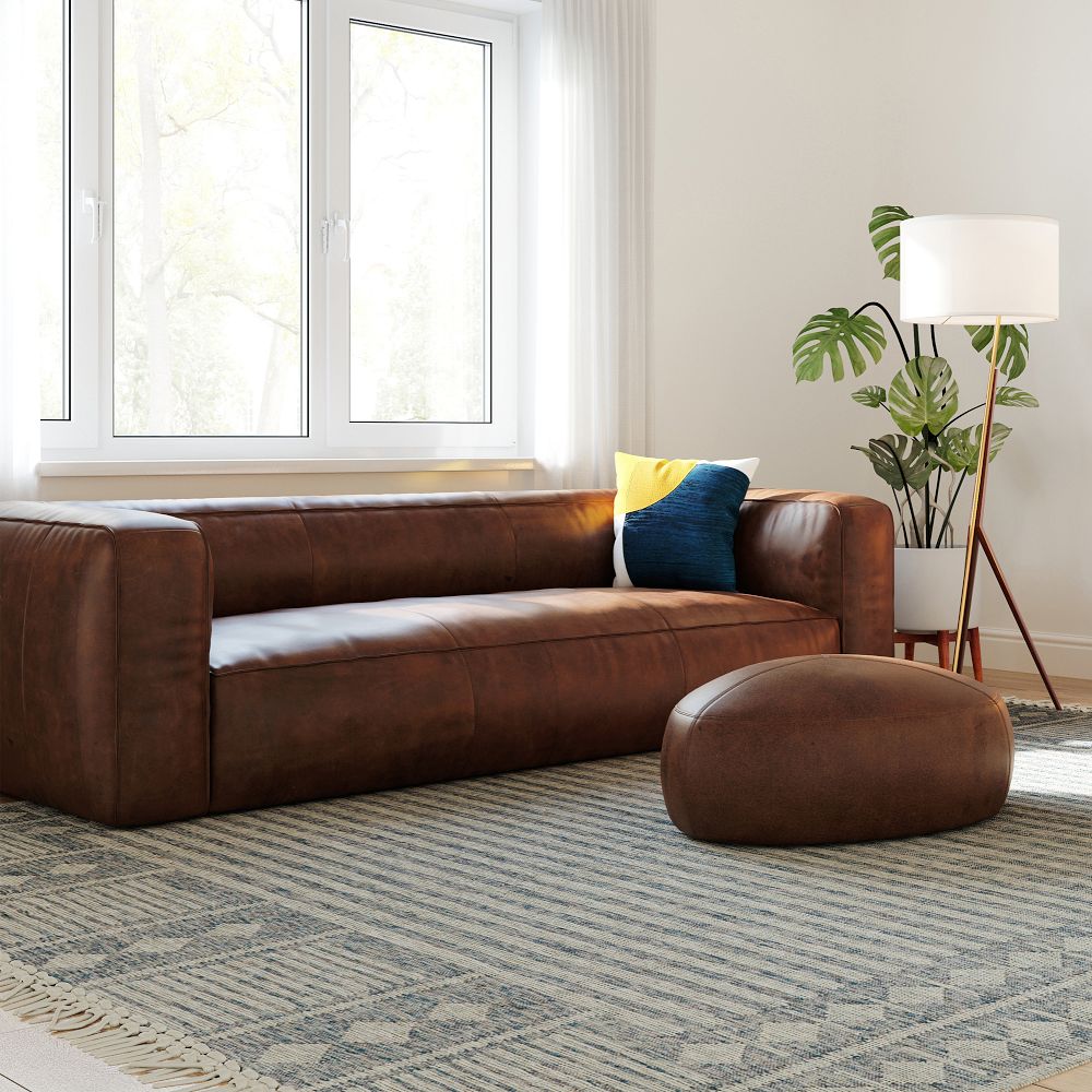 Hal Leather Ottoman by West Elm