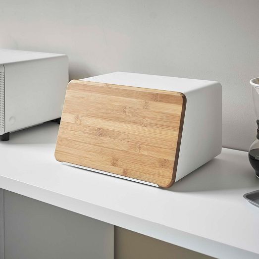 イマン　ホワイトドリームブレッドボックス Yamazaki Bread Box w/ Cutting Board Lid | West Elm