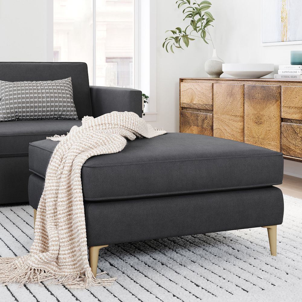 Harris Loft Ottoman - Metal Legs by West Elm