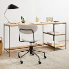 Industrial Solid Wood Storage 2-Piece Modular Desk w/ Open Shelves (64")