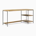 Industrial Solid Wood Storage 2-Piece Modular Desk w/ Open Shelves (64")