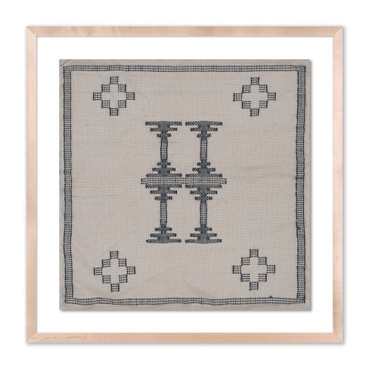 Blue Motif Twill Textile Art Framed Wall Art by West Elm