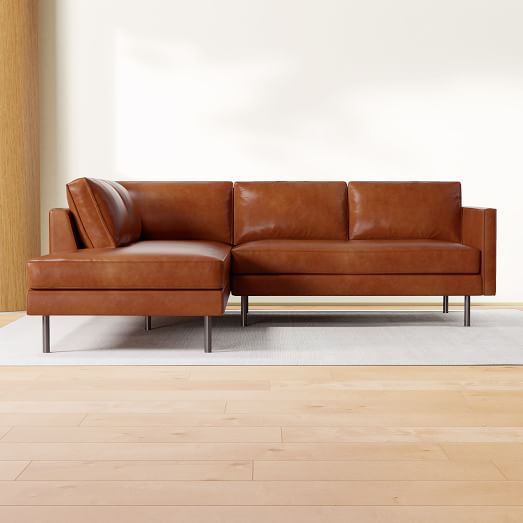 Axel Leather 2-Piece Bumper Chaise Sectional (95") by West Elm