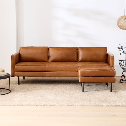 Axel Leather 2-Piece Reversible Sectional (89") by West Elm