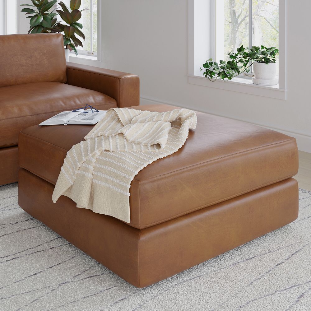 Urban Leather Ottoman by West Elm