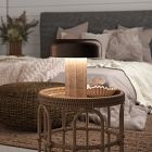 Shylah Cordless Fluted Travertine Table Lamp (12")