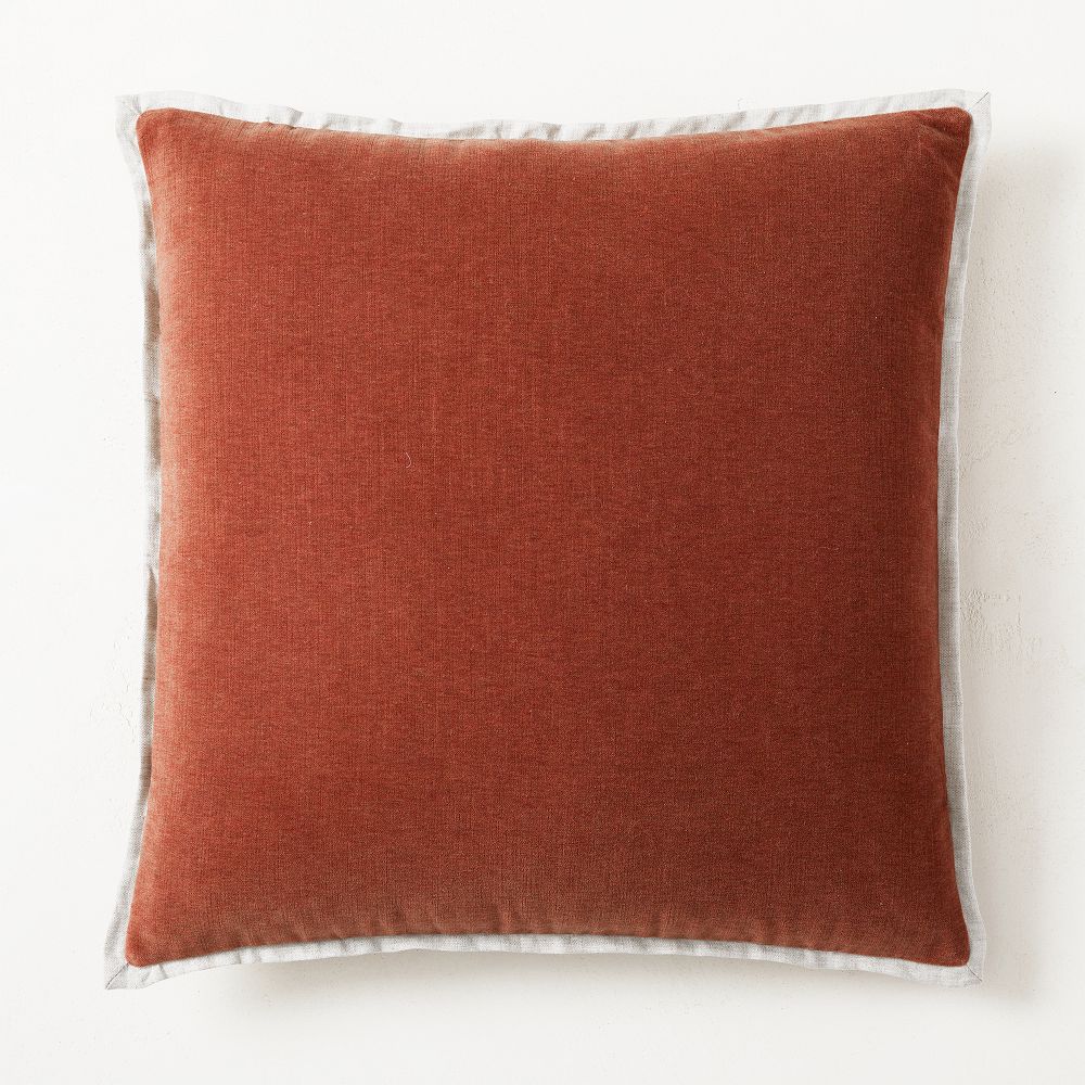 Classic Cotton Velvet Pillow Cover - 20x20, Burnt Umber